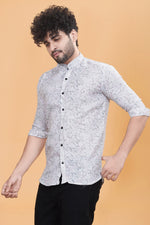 Slim Fit Floral Printed Spread Collar Cotton Casual Shirt