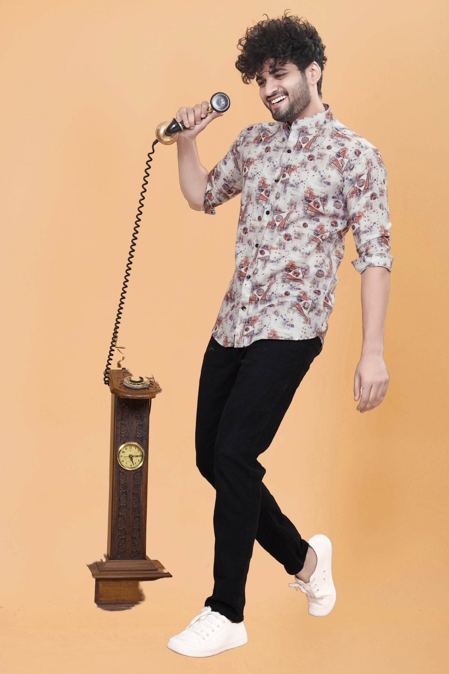 Pebble Beige Digital Printed Shirt