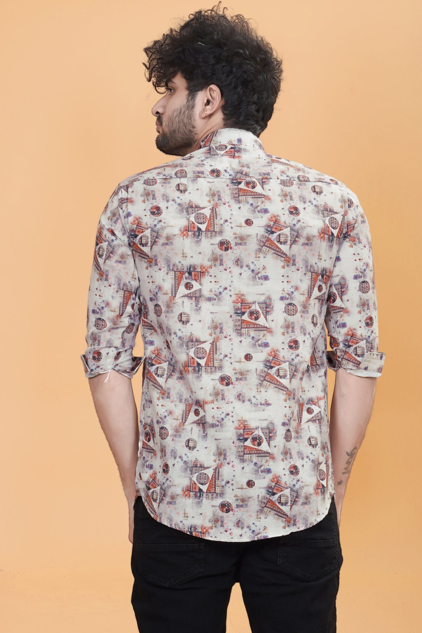 Pebble Beige Digital Printed Shirt