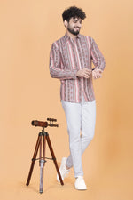 Solid white patterns with long sleeves Printed Shirts