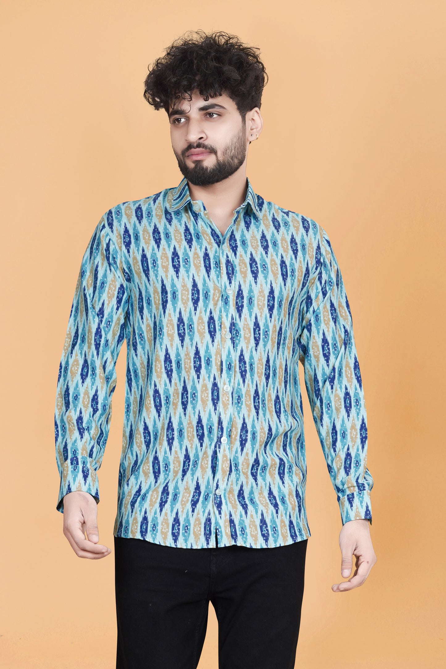 Blue Terrain Digital Printed Full Shirt