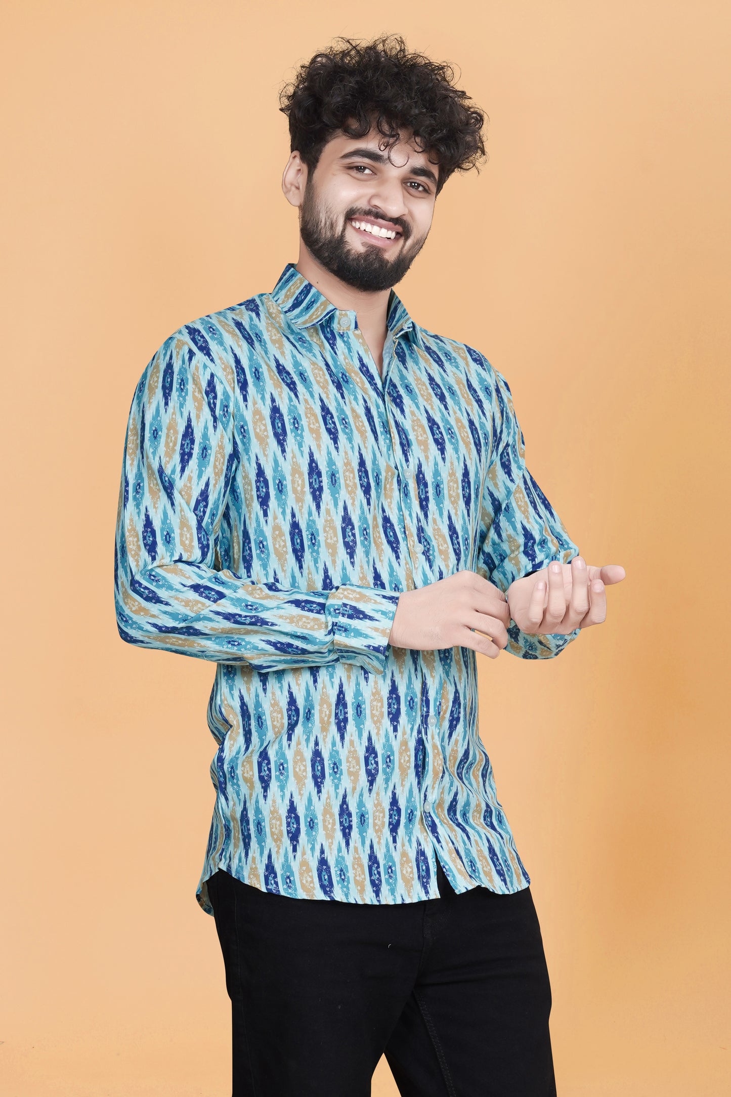 Blue Terrain Digital Printed Full Shirt