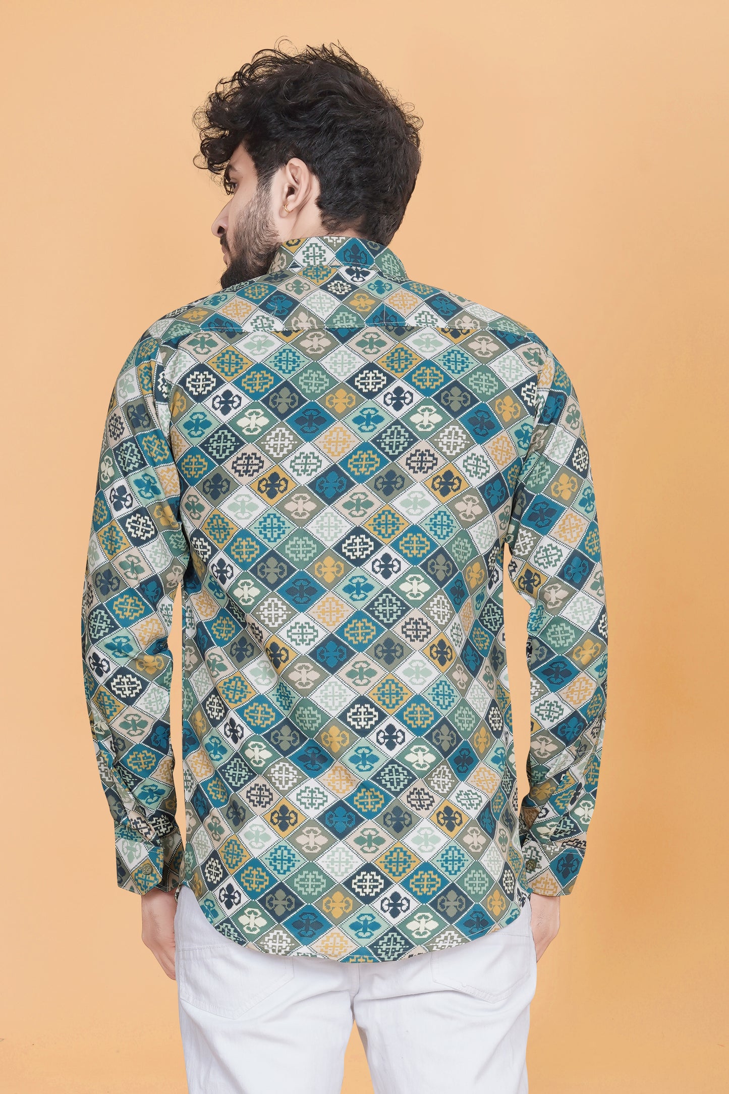 Tistabene Teal Blue Floral Printed Full Sleeves Cotton Shirt