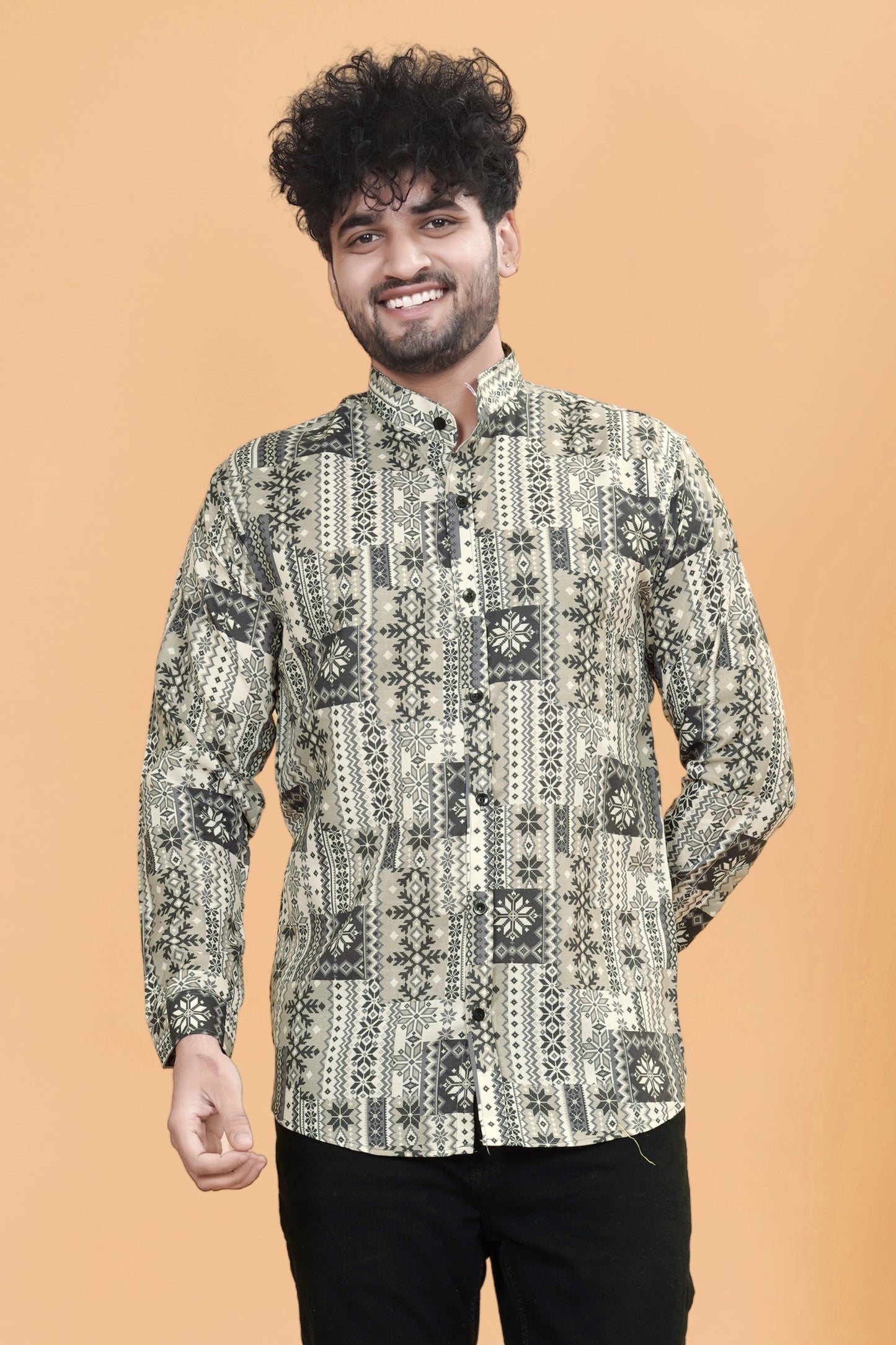 Ethnic Motifs Opaque Printed Cotton Casual Shirt