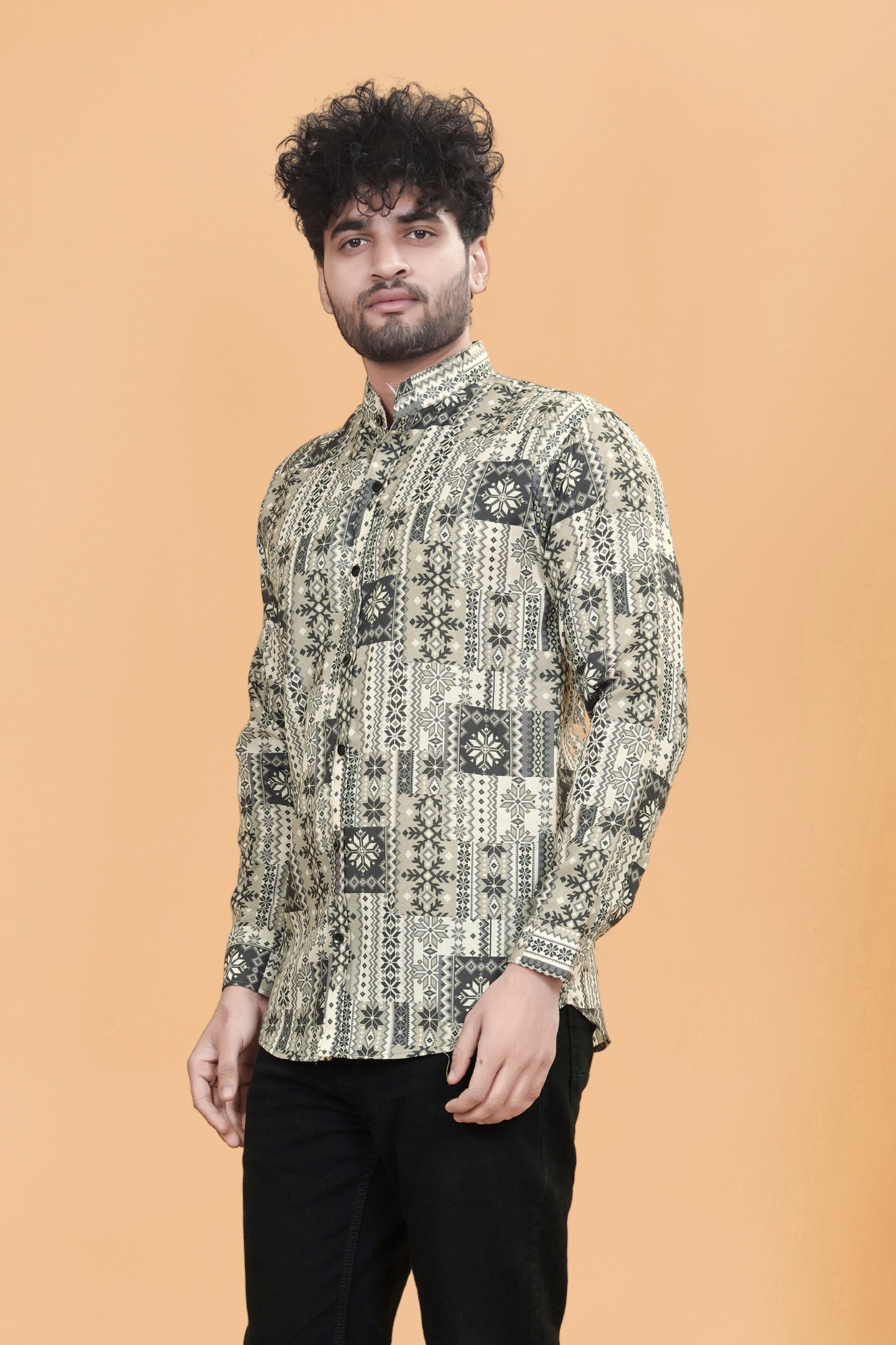 Ethnic Motifs Opaque Printed Cotton Casual Shirt