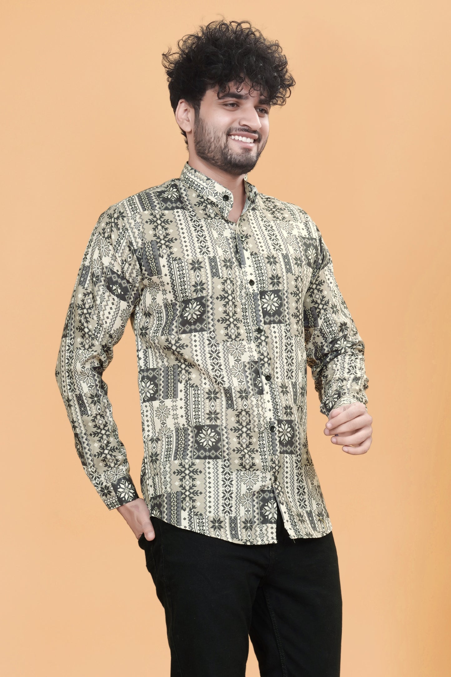 Ethnic Motifs Opaque Printed Cotton Casual Shirt