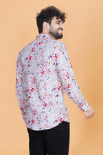 Men White & Red Slim Fit Printed Casual Shirt